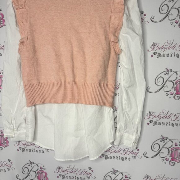 Mexx Pink Knit Sweater Vest with White Shirt brand new with tags pink white - Picture 5 of 9